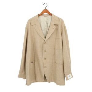 New Orvis Norris Men's Silk Wool Linen Beige Safari Jacket Blazer Sport Coat 55R